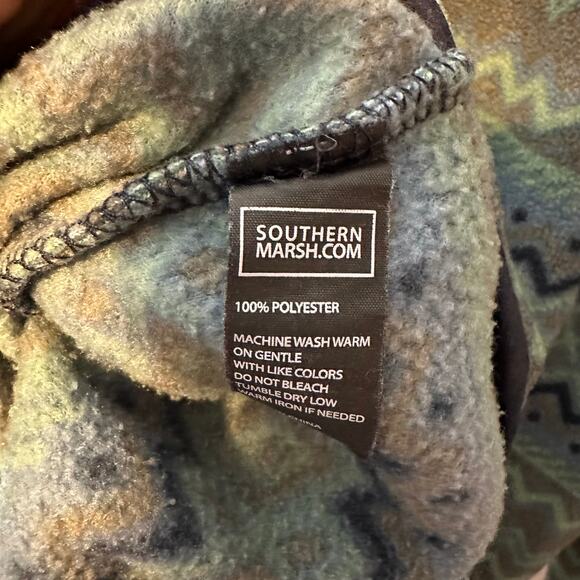 Southern Marsh Marrakesh Stripe Men's Small Blue Green Pullover Fleece Sweater - Picture 7 of 7